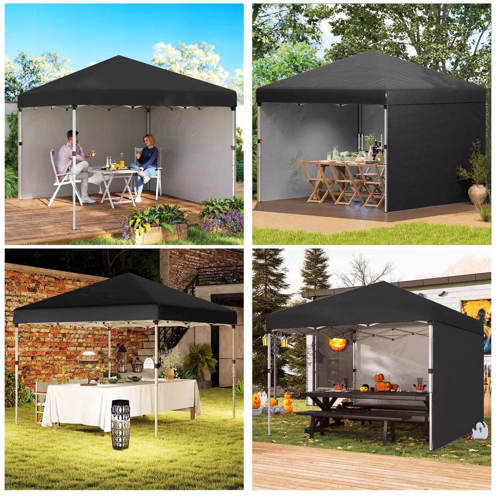 Outsunny Black Pop Up Gazebo with Sidewalls and Wheeled Bag W/D/H: 300 x 300 x 275 cm – 11