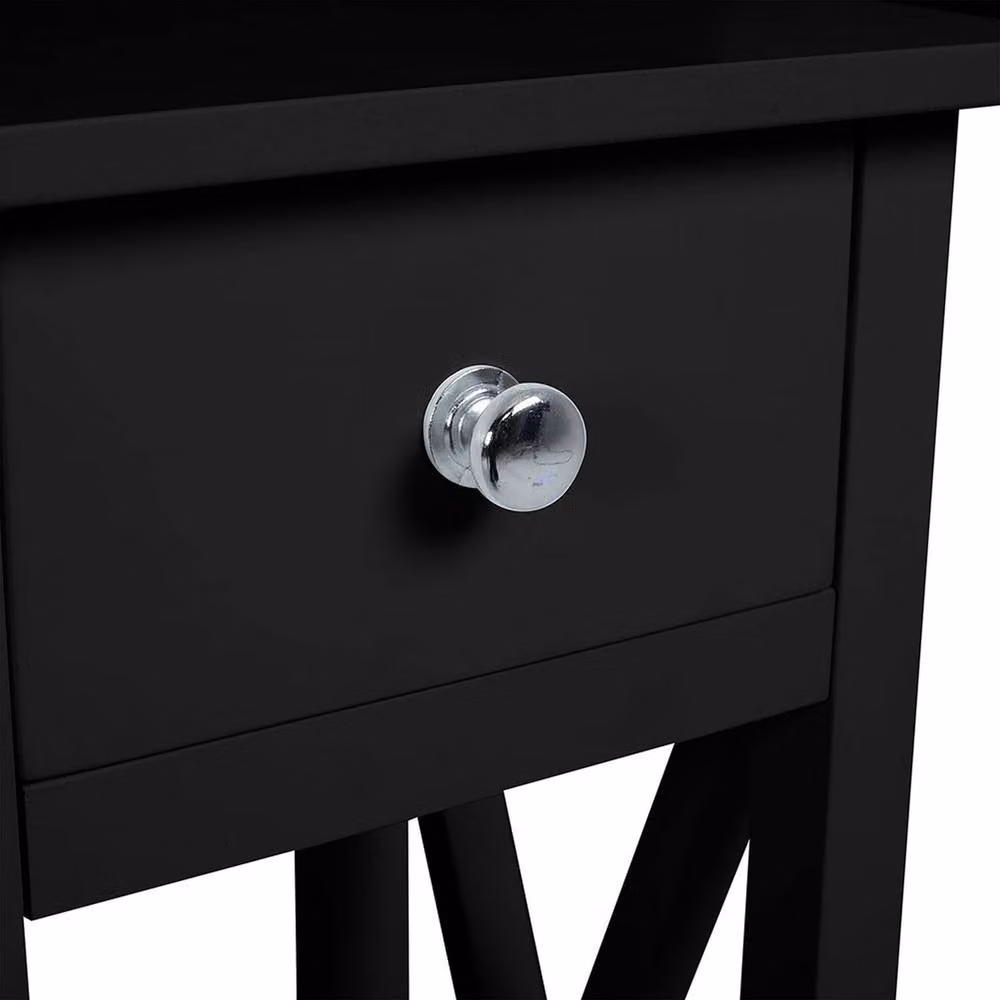 Garden Sanctuary Classic Wooden Slim Console Table with One Drawer in Black – 5