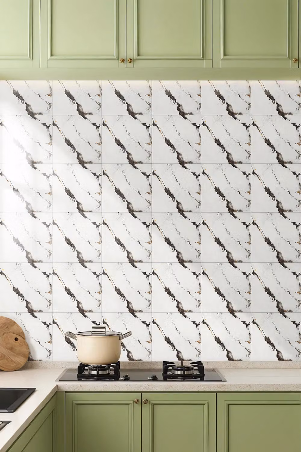 Living and Home Set of 10 Self-Adhesive Calacatta White Marble PVC Wall Stickers, W/H: 40 x 40 cm – 2