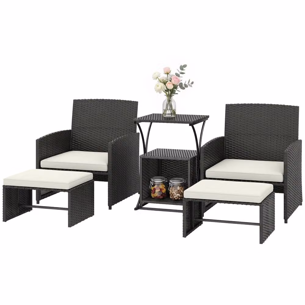 STILVORA 6 Piece Patio Furniture Set with Nesting Tables in Black – 5