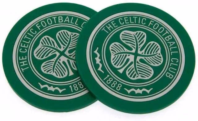 Celtic FC Crest Silicone Coaster Set, Pack of 2, Green, Round