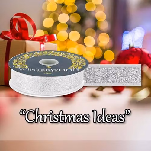 VFM e-Store Silver Christmas Ribbon Garland Decoration, W/H: 4 x 10 cm – 5