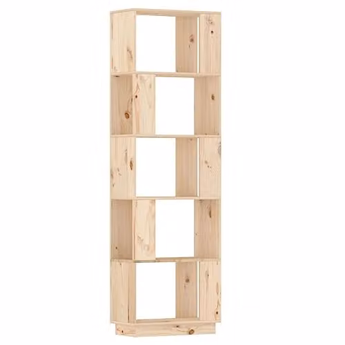 vidaXL Solid Wood Pine Book Cabinet and Room Divider, Natural Brown, W: 51 cm, D: 25 cm, H: 163.5 cm – 1