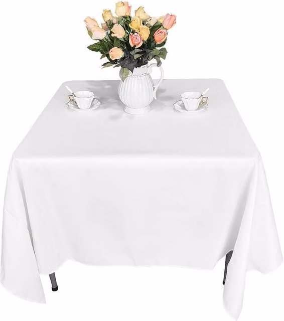 Neel Blue White Premium Polyester Square Tablecloth