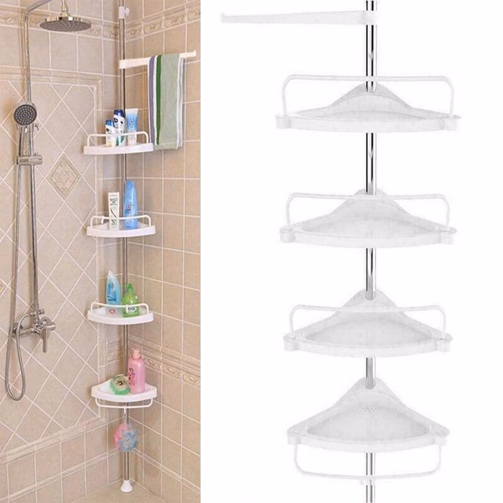 NESTLUNE White Adjustable Corner Bathroom Shower Caddy Storage Shelf – 2