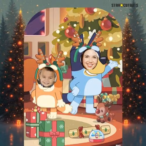 Star Cutouts SC4536 Bluey Christmas Stand-In Cardboard Cutout, Blue and Multicolour, Height: 131 cm – 3
