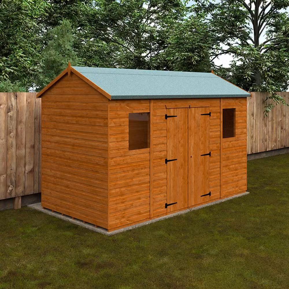 Buttercup Farm Workman Apex 12mm Wooden Garden Shed with Double Doors and Window in Burnt Orange, W: 365.8 cm, D: 182.9 cm, H: 240.5 cm – 2