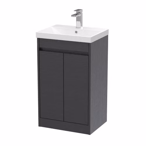 Balterley Chartley 2 Door Floor Standing Bathroom Vanity Unit with Basin and LED Lighting, Graphite Grey, W/D/H: 52 x 39.5 x 83.5 cm – 5