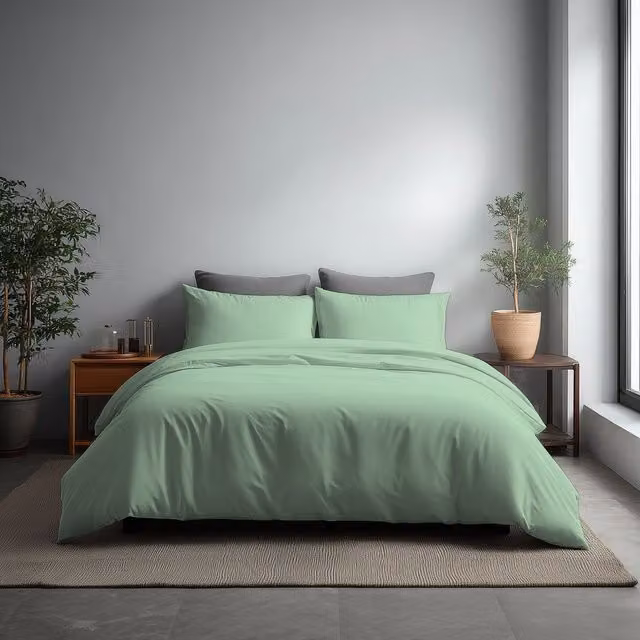 Home Sweet Home UK Single Microfibre Duvet Cover and Pillowcase Set in Blue or Green, W/D/H: 135 x 200 cm and 48 x 74 cm