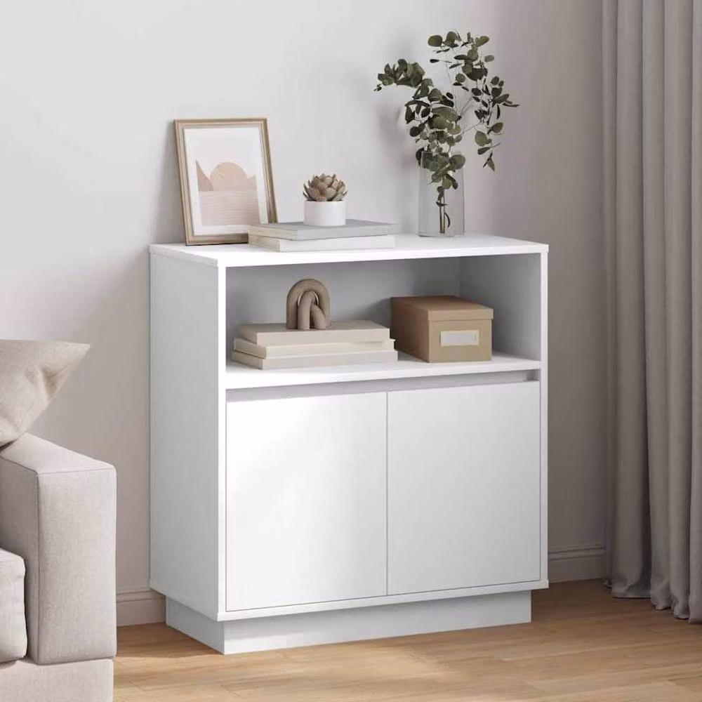 Berkfield Home Modern White Sideboard with Integrated LED Lighting, W/D/H: 75 x 34.5 x 75 cm – 2