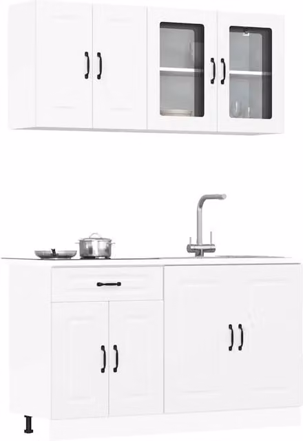 Berkfield Home Kalmar 4 Piece White Engineered Wood Kitchen Cabinet Set