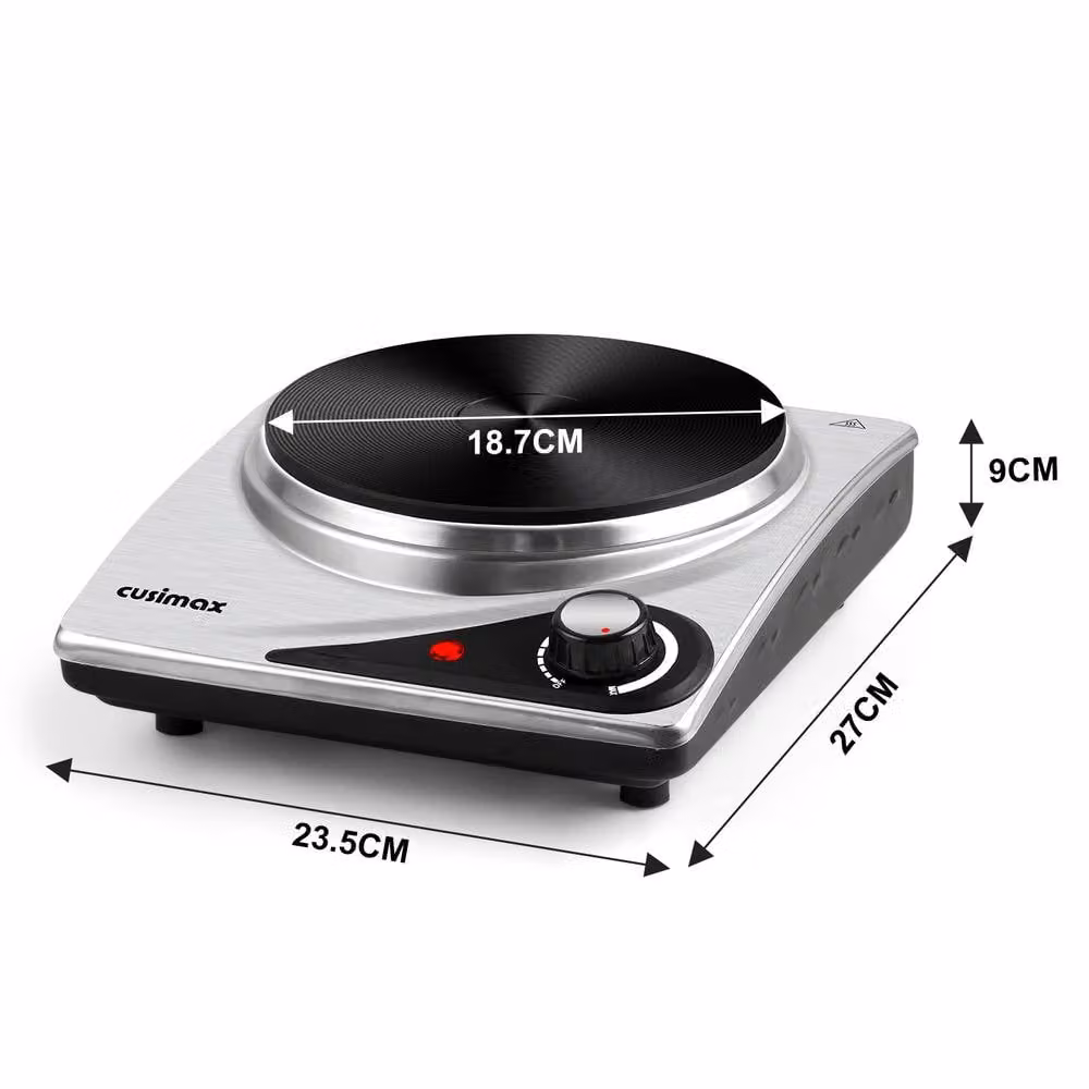 Cusimax Silver 1500W Portable Single Cast Iron Hot Plate with Analog Dials, Diameter: 33 cm – 3
