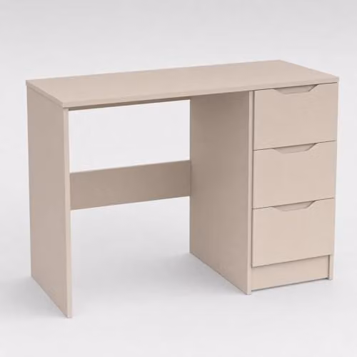 FWStyle Luno Putty 3 Drawer Dressing Table Desk in Beige, W: 99 cm, D: 40 cm, H: 72 cm