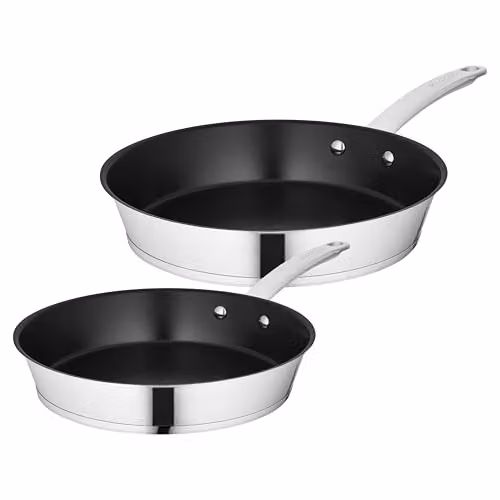 Tower Good Food Ceramic Non-Stick Frying Pan Set, Silver and Black, Stainless Steel, 24 cm and 28 cm