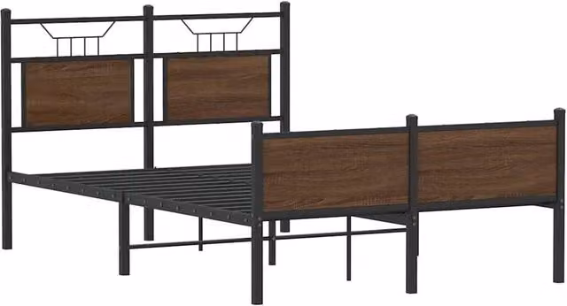 Berkfield Home Durable Small Double Bed Frame in Brown Oak, W/D/H: 120 x 200 x 91.5 cm