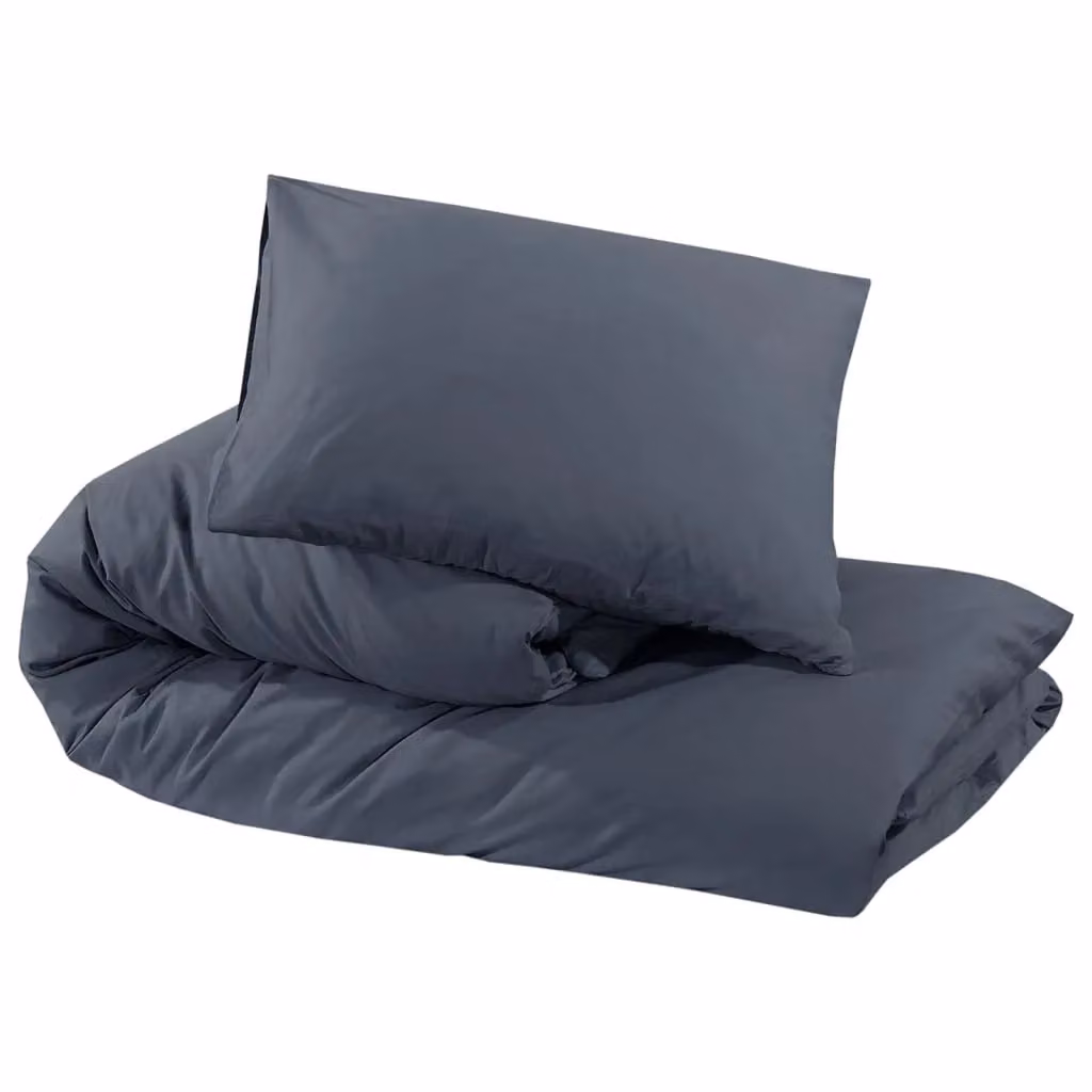 Berkfield Home Cotton Duvet Cover and Pillowcase Set in Anthracite Black, W: 260 cm, H: 220 cm – 3