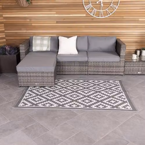 Charles Bentley Diamond Grey Flatweave Outdoor Rug, W/D: 120 x 170 cm – 1