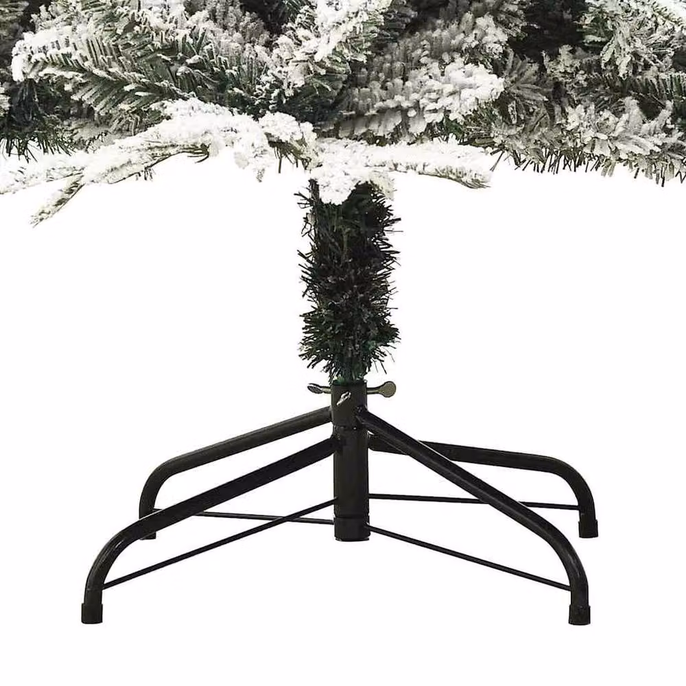 Berkfield Home Artificial Flocked Snow Christmas Tree in Green and White, Height: 180 cm – 5
