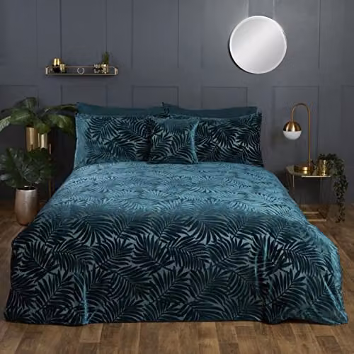 Rapport Home Paloma Velvet Duvet Cover Set, Green, W/D/H: 200 x 200 cm