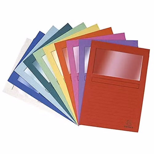 Exacompta Forever Collection Window Folders for A4 Documents, 120gsm Recycled Board, Assorted Colours, Pack of 10 – 1
