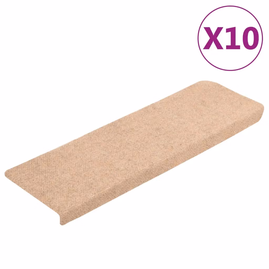 Berkfield Home Brown Needle Punch Stair Mats, 10 Pack, W/D/H: 65 x 21 x 4 cm – 2