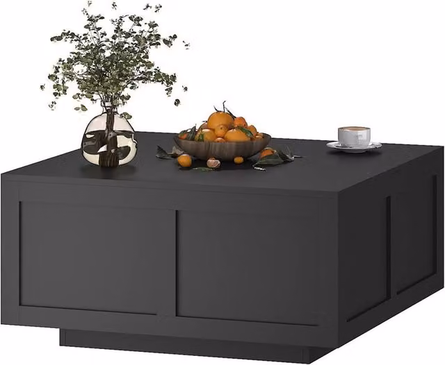 KEEPREAPER Square Lift Top Coffee Table with Hidden Storage in Black Wood – 1