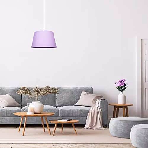 Happy Homewares Traditional Lilac Linen Fabric Drum Lampshade, Diameter: 30 cm – 3
