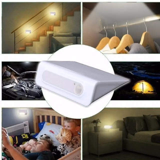UMKY LED Motion Sensor Night Light in White and Yellow for Stairs, Hallway, Bedroom, Garden and Terrace