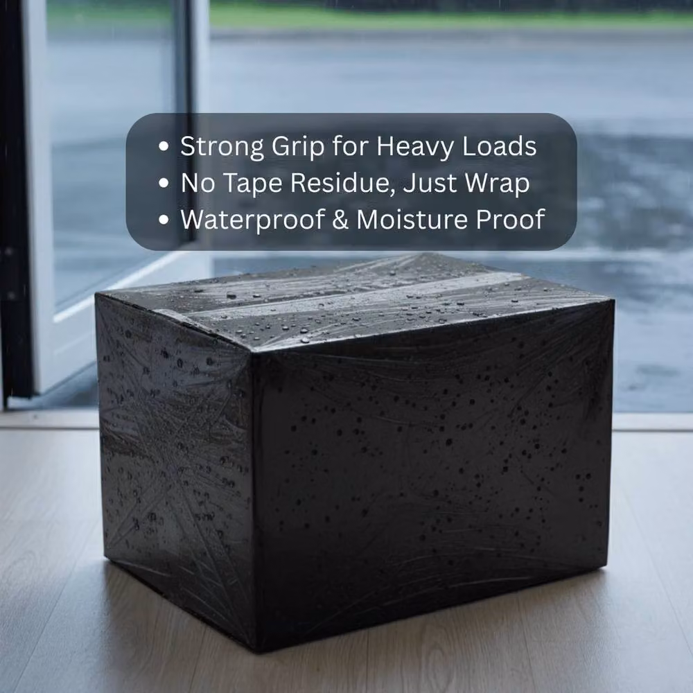 NESTLUNE Black Strong Rolls Pallet Stretch Shrink Wrap, 2 Pack, W: 52 cm x L: 1000 cm – 5