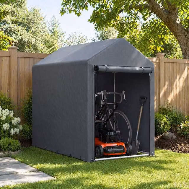 STILVORA Garden Shed with Steel Frame in Dark Grey, W/D/H: 179 x 120 x 165 cm – 1