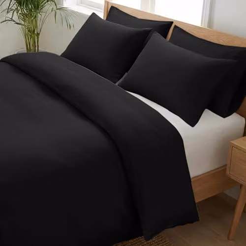 Pamposh Black 400 Thread Count Egyptian Cotton Single Duvet Cover Set, W: 135 cm, H: 200 cm – 6