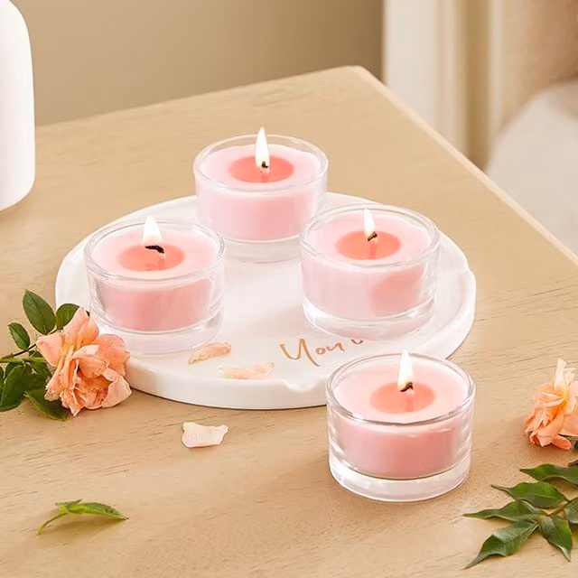 Livingandhome 6 Pack Eco-Friendly Scented Candle Set in Blossom Pink
