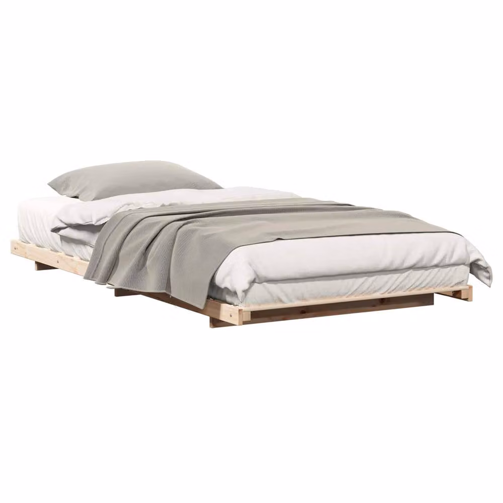 Berkfield Home Modern Brown Solid Pine Wood Bed Frame W: 90 cm, L: 210 cm – 2