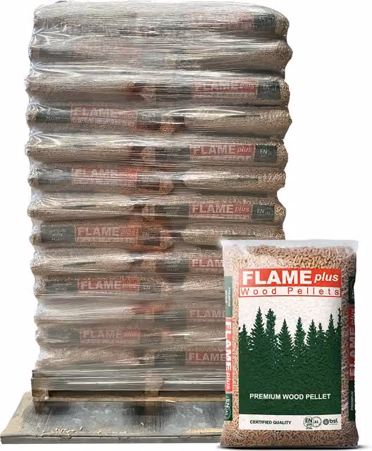 Flame Plus Enplus A1 Wood Heating Pellets, 65 x 15 kg Bags