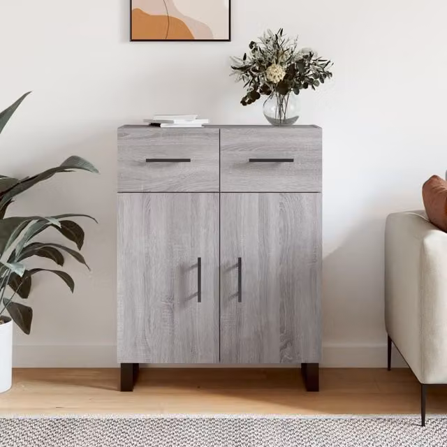 Berkfield Home Modern Grey Sonoma Sideboard in Engineered Wood W/D/H: 69.5 x 34 x 90 cm