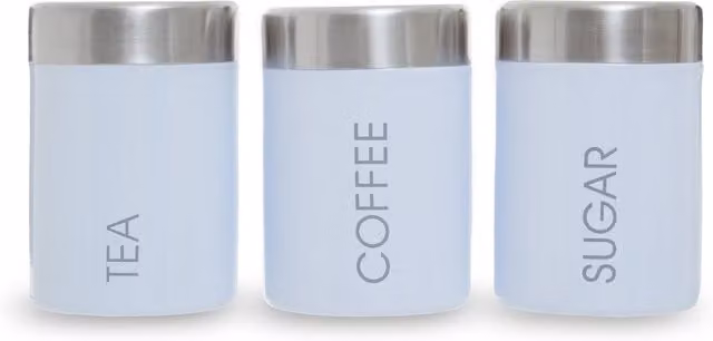 Orsina White Enamel and Stainless Steel Tea, Coffee and Sugar Set