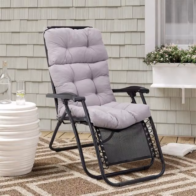 Garden Sanctuary Waterproof Thickened Recliner Cushion in Grey, Width: 130 cm