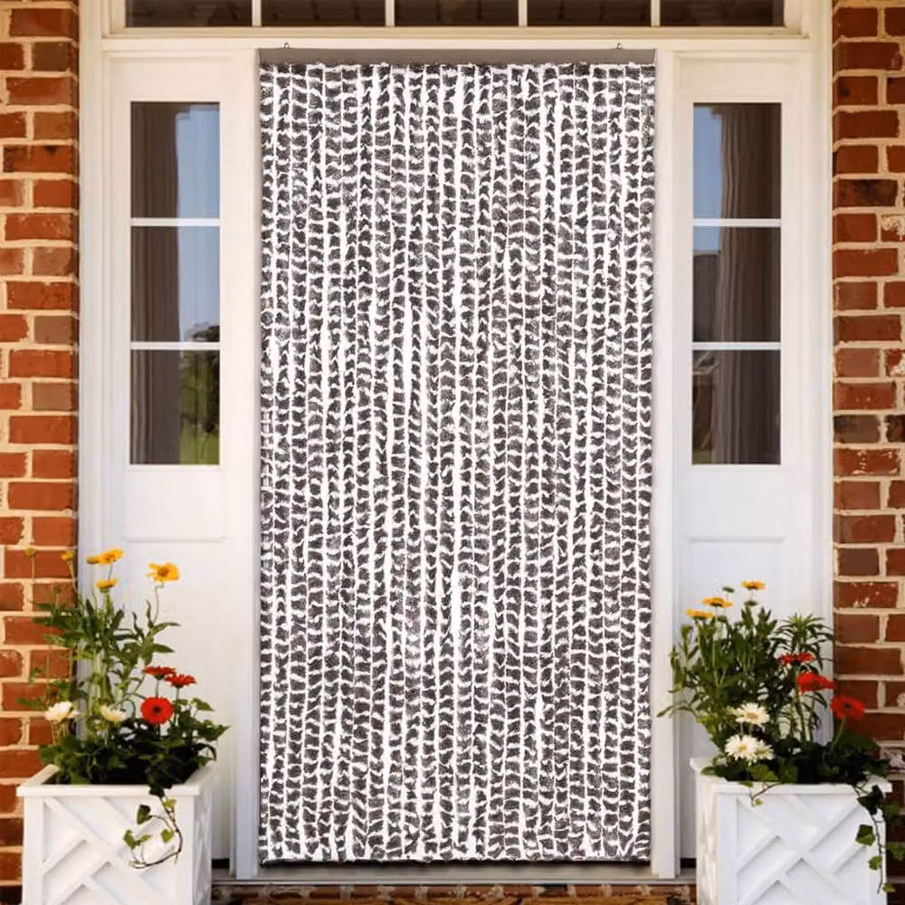 Berkfield Home Chenille Insect Curtain in Taupe and White, W: 100 cm, H: 220 cm – 2