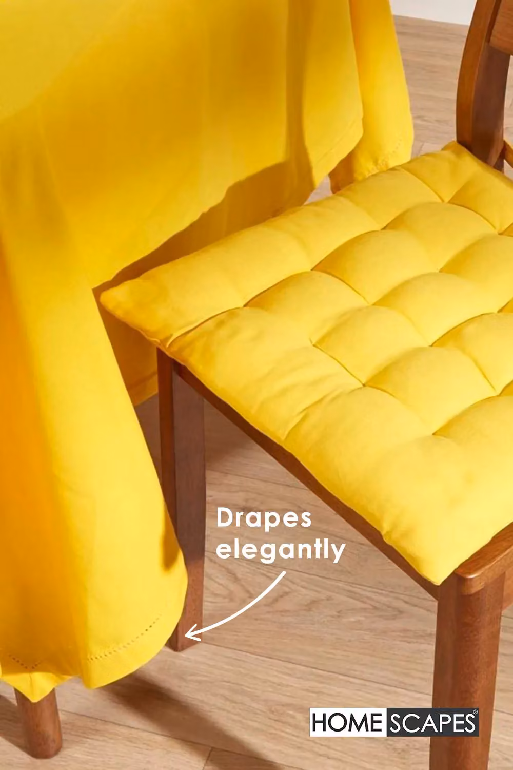 Homescapes Plain Yellow Cotton Square Tablecloth, W/D: 137 x 137 cm – 3