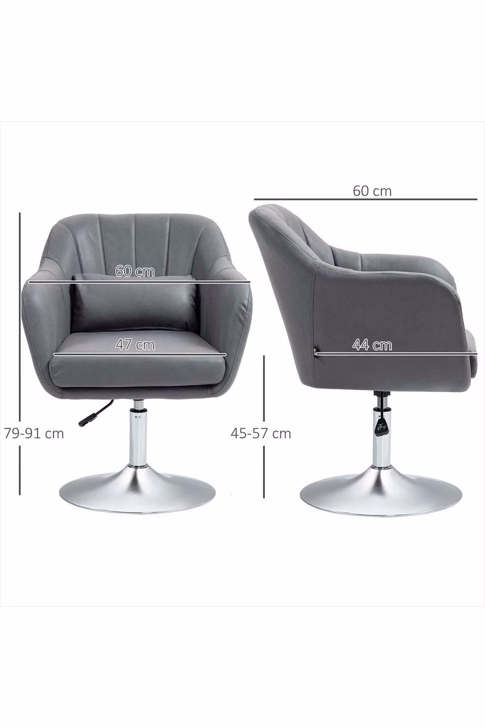 ERGOVEXA Contemporary Swivel Microfibre Accent Chair in Dark Grey – 2