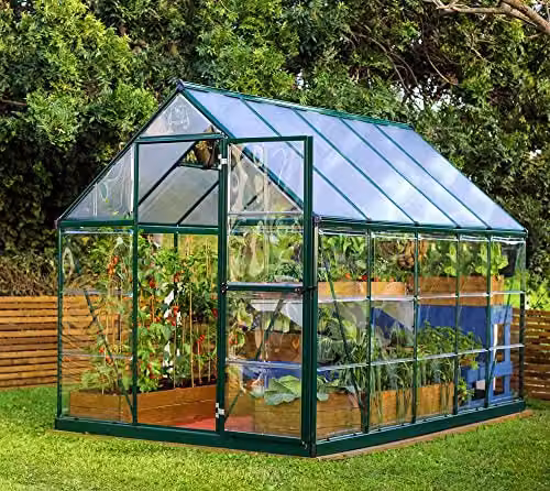 Palram Hybrid Polycarbonate Greenhouse in Green, W: 185 cm, H: 208 cm, L: 306 cm – 2