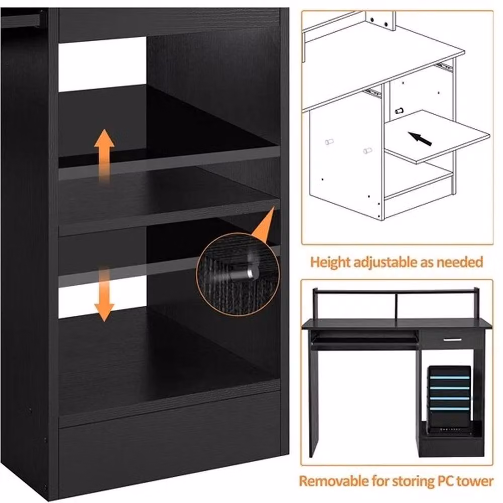 EONLION Modern Black Computer Desk with Storage Drawers – 3