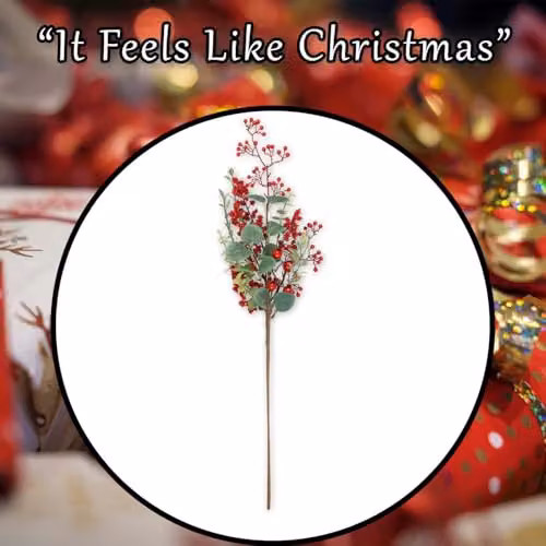 VFM e-Store Christmas Long Stem Berries and Leaves Decoration, Red and Green, H 67 cm x W 18 cm x D 18 cm – 6