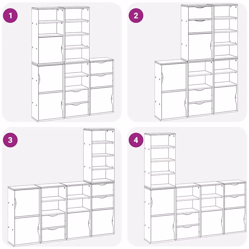 Berkfield Home ODDA Side Cabinets, 5 Piece Set, Brown Solid Wood Pine, W/D/H: 40 x 24 x 79 cm – 4