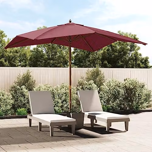 vidaXL Garden Parasol in Red with Polyester Fabric, W/D/H: 300 x 300 x 273 cm – 2