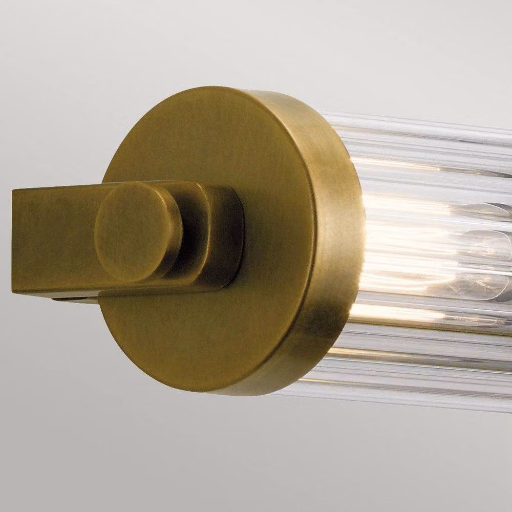 Kichler Azores IP44 Bathroom Wall Lamp in Natural Brass and Yellow Glass – 2