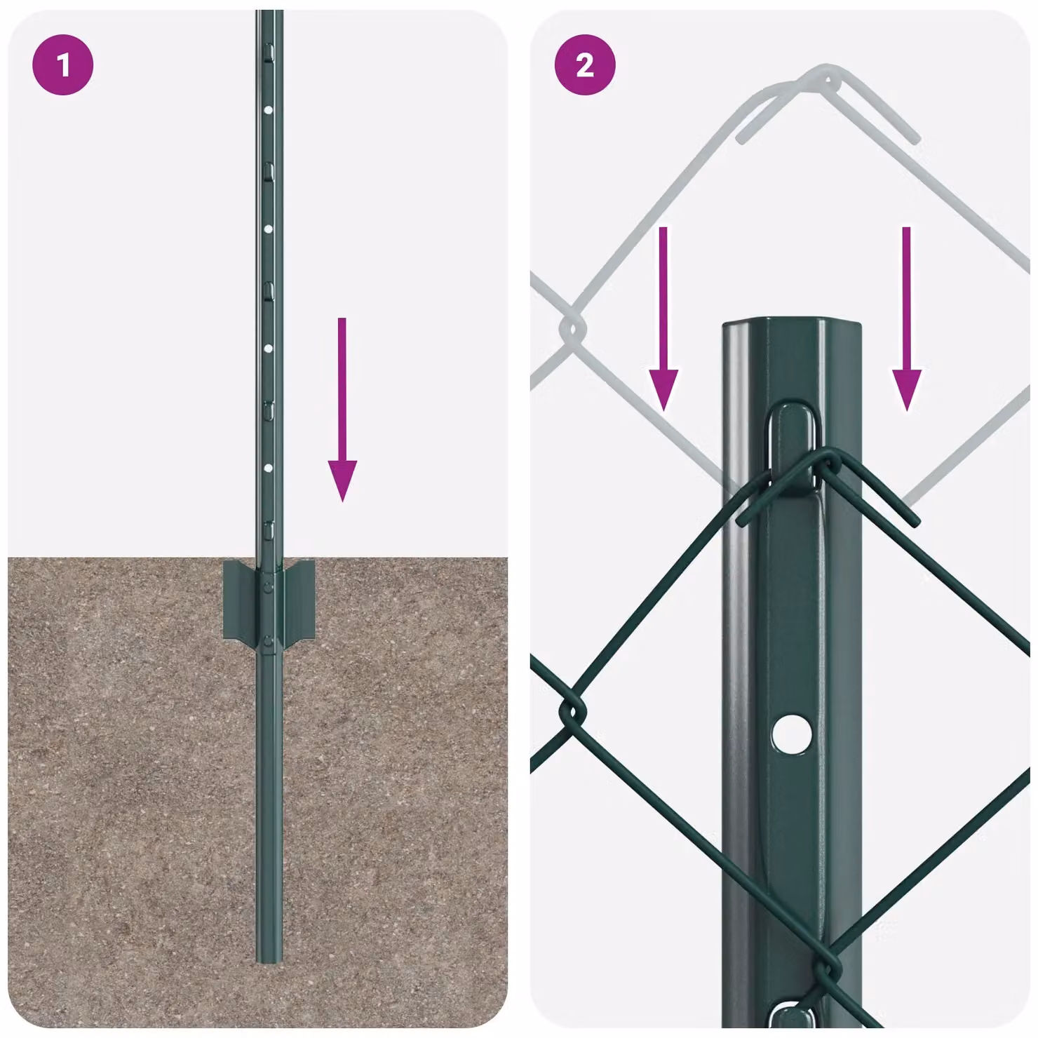 Berkfield Home Green Galvanised Steel Chain Link Fence with 10 U-Profile In-Ground Posts, W: 10 m, H: 0.8 m – 5