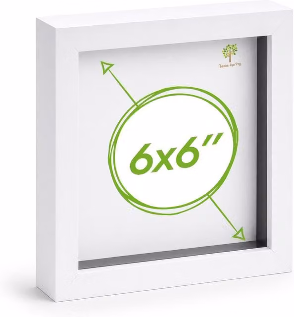 Nicola Spring White Square 3D Box Photo Frame, W/D/H: 15.24 x 15.24 x 15.24 cm