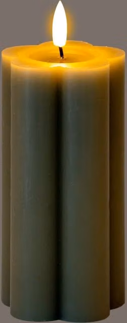 KDMK Grey Real Wax Pillar LED Flameless Candle with Flicker Effect