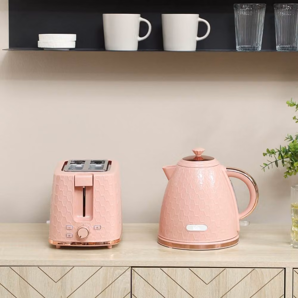 Rolipo Light Pink Fast Boil 1.7L Kettle and 2 Slice Toaster Set – 2